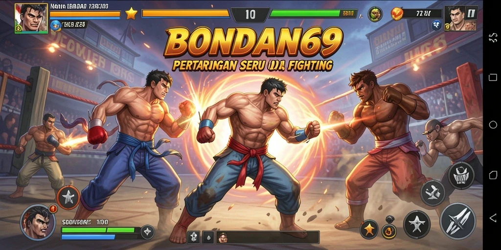 Screenshot BONDAN69 menampilkan duel seru antar karakter Fighting.
