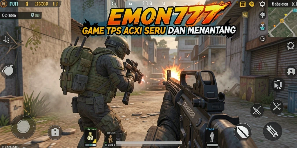 Tangkapan layar EMON77 menampilkan aksi pertempuran intens dan grafis yang mengesankan.