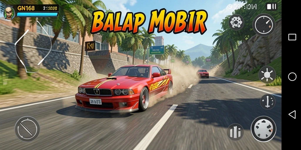 Screenshot gameplay GN168 menampilkan balapan mobil yang mendebarkan.