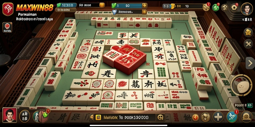 Tampilan gameplay Mahjong yang seru dan mendebarkan di MAXWIN88.