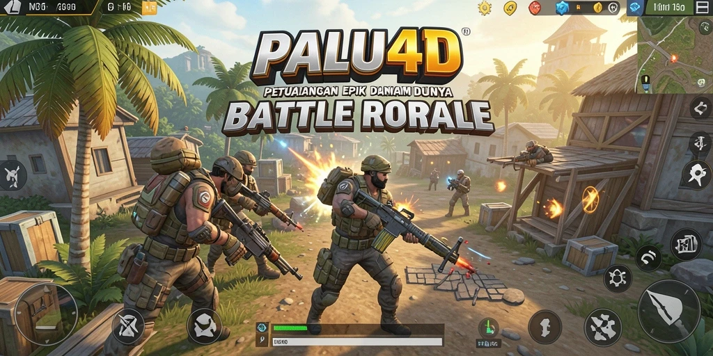 Tampilan gameplay intens dari <strong>PALU4D</strong> selama pertempuran Battle Royale.