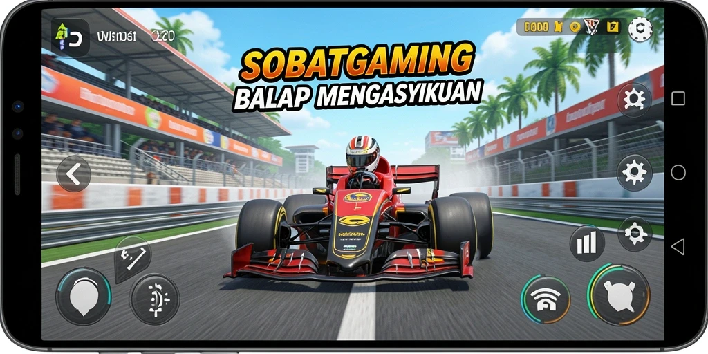 Screenshot dari gameplay Racing yang menegangkan di SOBATGAMING.
