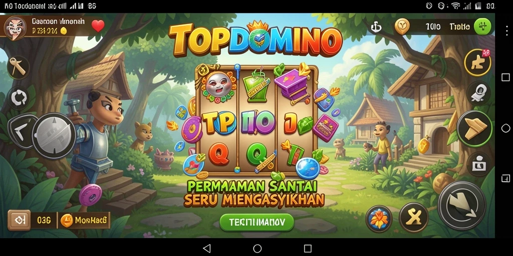 Tampilan gameplay menarik dari TOPDOMINO dengan domino yang seru.